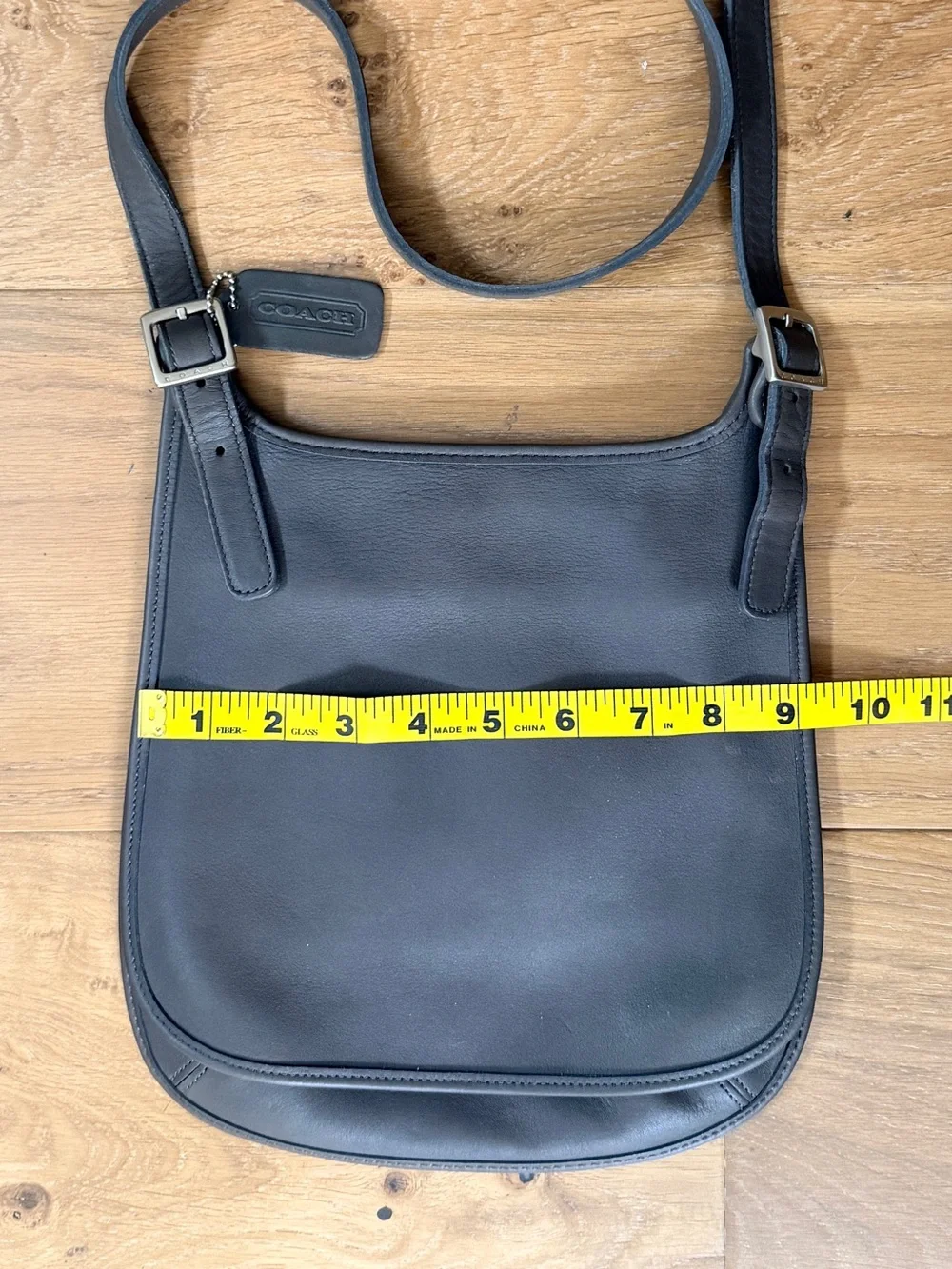 VTG Coach 90s Hippie Flap Bag Leather Small Slim Crossbody Slate/Brown 9135 EUC
